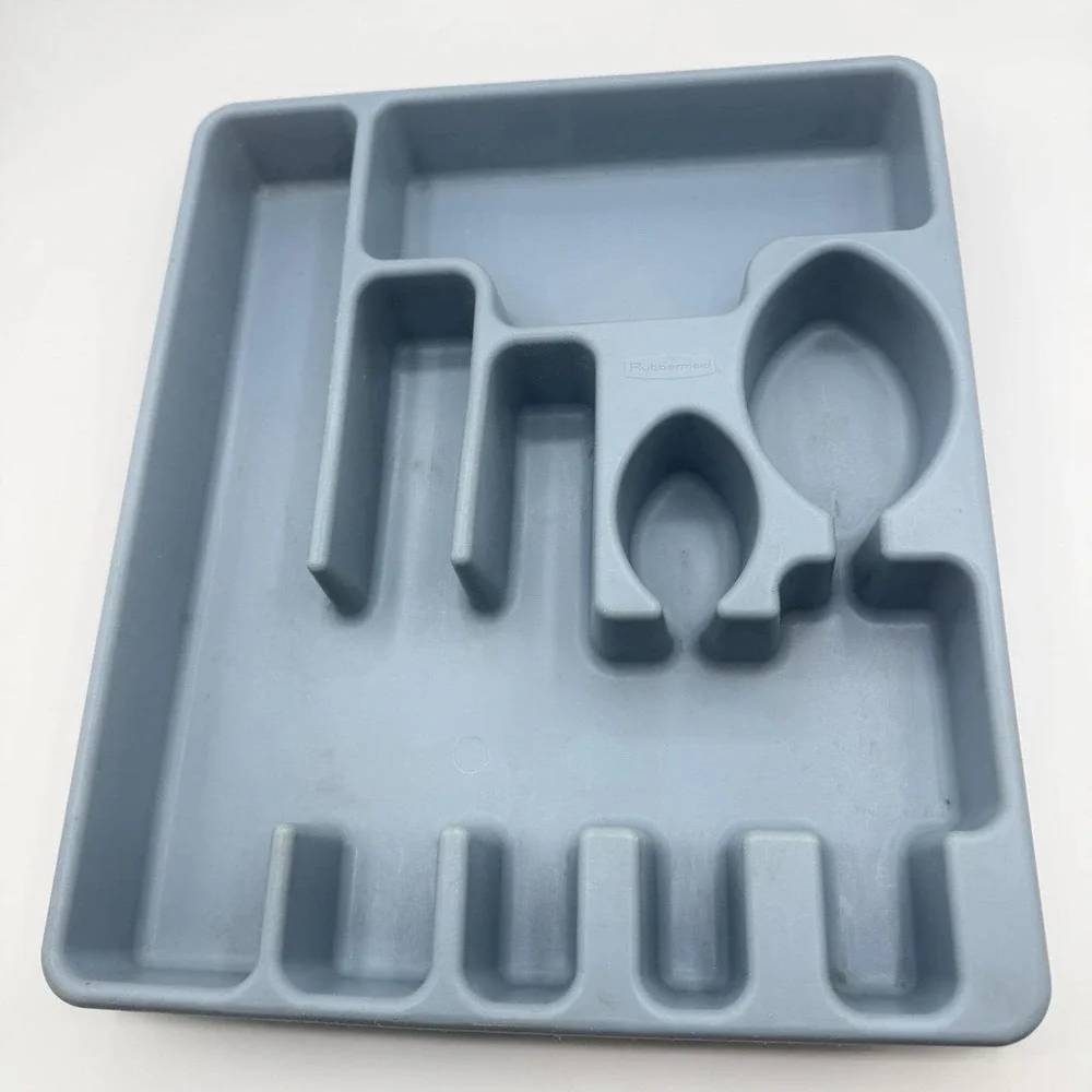 Vintage 1991 Rubbermaid Blue Silverware Flatware Utensil Holder Country Cutlery